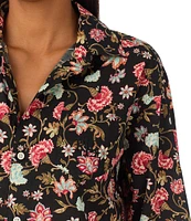 Lauren Ralph Lauren Floral Print Long Sleeve Notch Collar Sleepshirt