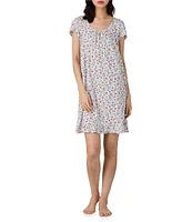 Lauren Ralph Lauren Floral Print Short Sleeve Scoop Neck Knit Nightgown