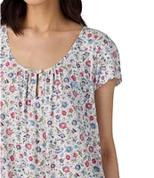 Lauren Ralph Lauren Floral Print Short Sleeve Scoop Neck Knit Nightgown