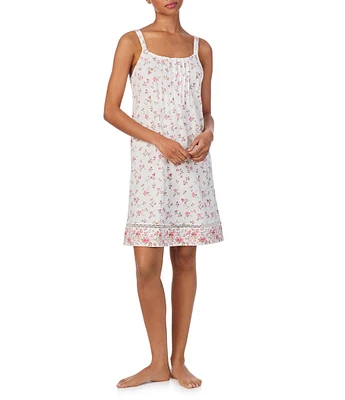 Lauren Ralph Lauren Floral Print Sleeveless Scoop Neck Knit Short Nightgown