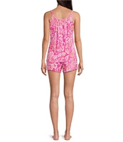 Lauren Ralph Lauren Floral Sleeveless Double Strap Scoop Neck Knit Shorty Pajama Set