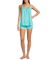 Lauren Ralph Lauren Floral Sleeveless Double Strap Scoop Neck Knit Shorty Pajama Set