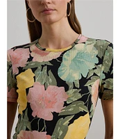 Lauren Ralph Lauren Floral Stretch Cotton Crew Neck Short Sleeve T-Shirt