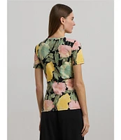 Lauren Ralph Lauren Floral Stretch Cotton Crew Neck Short Sleeve T-Shirt