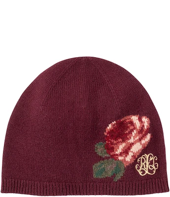 Lauren Ralph Lauren Flower Intarsia Knit Beanie