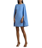 Lauren Ralph Lauren Georgette Crew Neck Cape Overlay A-Line Mini Dress