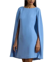 Lauren Ralph Lauren Georgette Crew Neck Cape Overlay A-Line Mini Dress