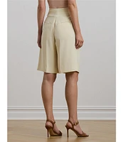Lauren Ralph Lauren Georgette High Rise Pleated Wide-Leg Bermuda Shorts