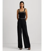 Lauren Ralph Lauren Double-Faced Georgette High Rise Wide Leg Pant