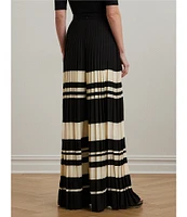 Lauren Ralph Lauren Georgette Striped High Rise Pleated Wide-Leg Pants