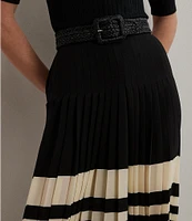 Lauren Ralph Lauren Georgette Striped High Rise Pleated Wide-Leg Pants