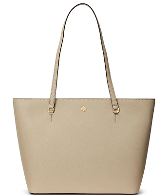 Lauren Ralph Lauren Gold Hardware Crosshatch Leather Medium Karly Tote Bag