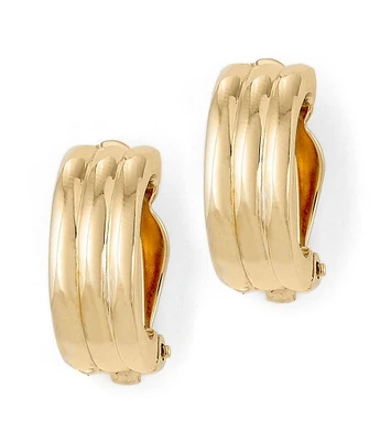 Lauren Ralph Lauren Gold Rib Hoop Clip-On Earrings