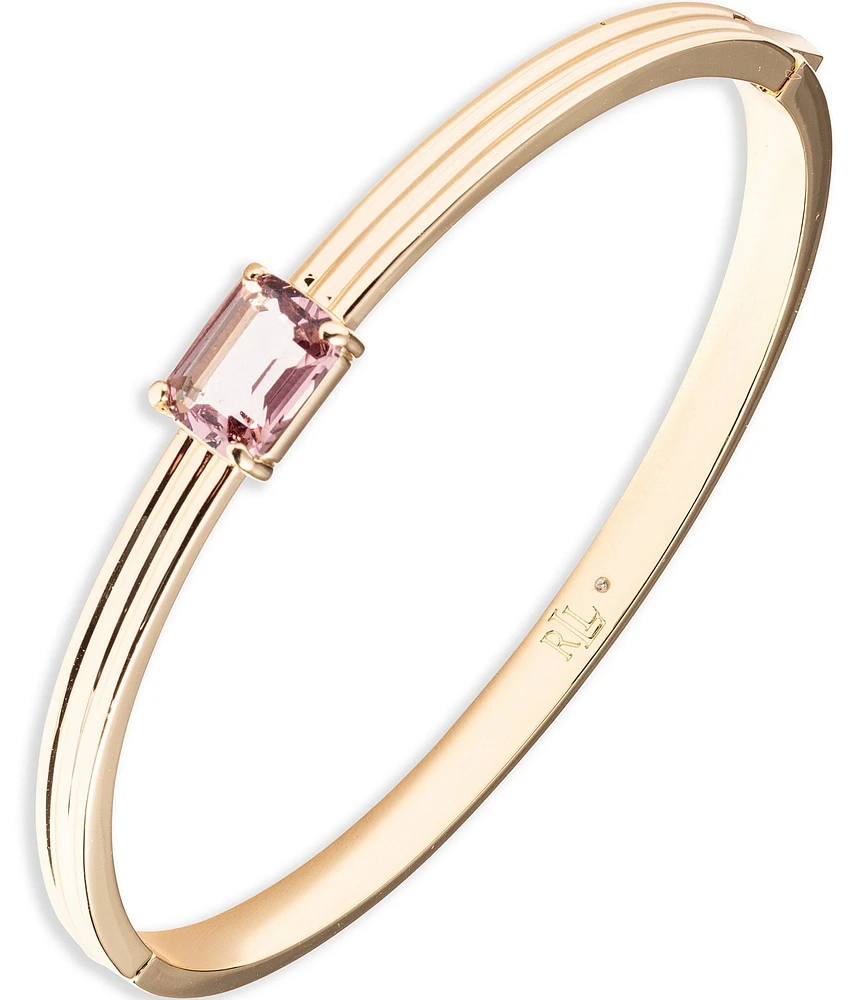 Lauren Ralph Lauren Gold Tone Antique Pink Stone Bangle Bracelet