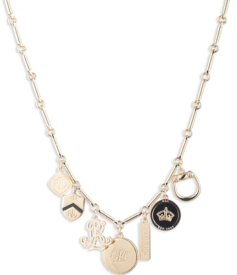 Lauren Ralph Lauren Gold Tone Black Charm Short Pendant Necklace