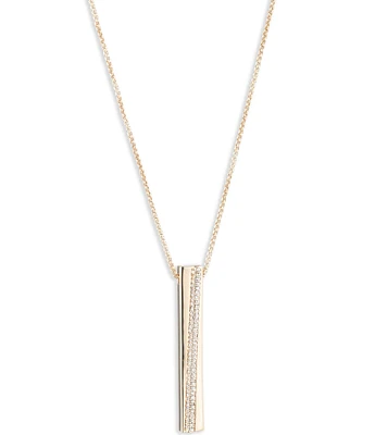 Lauren Ralph Lauren Gold Tone Crystal Pave Long Pendant Necklace