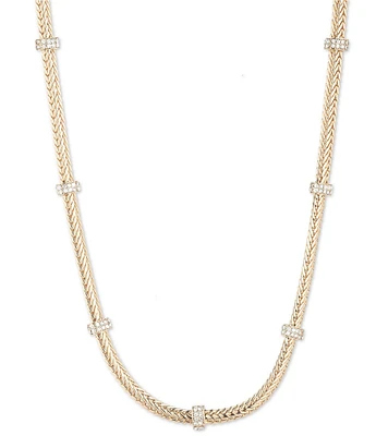 Lauren Ralph Lauren Gold Tone Crystal Pave Roundell Collar Necklace