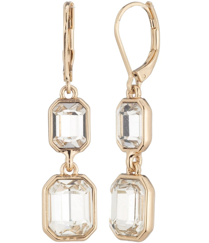 Lauren Ralph Lauren Gold Tone Crystal Stone Double Linear Earrings