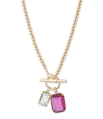 Lauren Ralph Lauren Gold Tone Fuschia Short Pendant Necklace