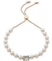 Lauren Ralph Lauren Gold Tone Light Sapphire Pearl Stone Adjustable Bracelet