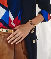 Lauren Ralph Lauren Gold Tone Navy Charm Flex Line Bracelet