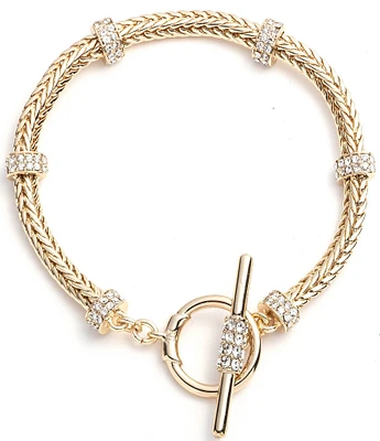 Lauren Ralph Lauren Crystal Gold Tone Pave Roundell Flex Line Bracelet