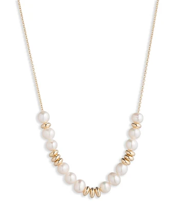 Lauren Ralph Lauren Gold Tone White Freshwater Pearl Frontal Collar Necklace