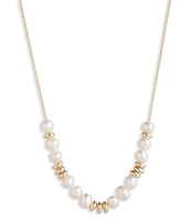 Lauren Ralph Lauren Gold Tone White Freshwater Pearl Frontal Collar Necklace