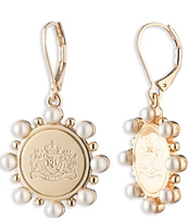 Lauren Ralph Lauren Gold Tone White Pearl Coin Drop Earrings