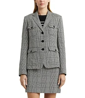 Lauren Ralph Lauren Gresnee Plaid Italian Tweed Long Sleeve Notch Lapel Blazer