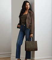 Lauren Ralph Lauren Herringbone Tweed Medium Devyn Tote Bag