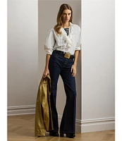 Lauren Ralph Lauren High Rise Button-Front Flared Jeans