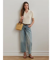 Lauren Ralph Lauren High-Rise Wide Leg Cropped Jeans