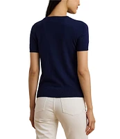 Lauren Ralph Lauren Intarsia-Knit Anchor Motif Ribbed Crew Neck Short Sleeve Sweater