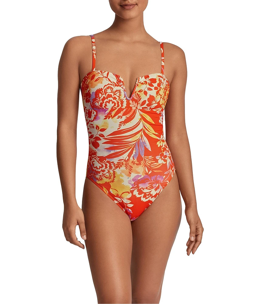 Lauren Ralph Lauren Island Breeze Wire U-Neck One Piece Swimsuit