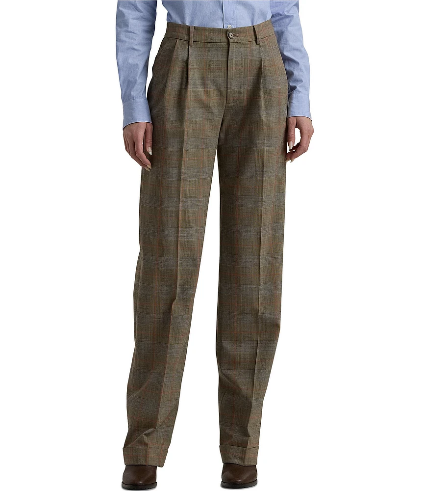 Lauren Ralph Lauren Glen Check Pleated Coordinating Stretch Wool Pants