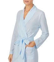 Lauren Ralph Lauren Jacquard Herringbone Knit Short Wrap Robe