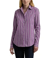 Lauren Ralph Lauren Classic Fit Striped Button-Front Broadcloth Shirt