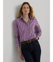 Lauren Ralph Lauren Classic Fit Striped Button-Front Broadcloth Shirt