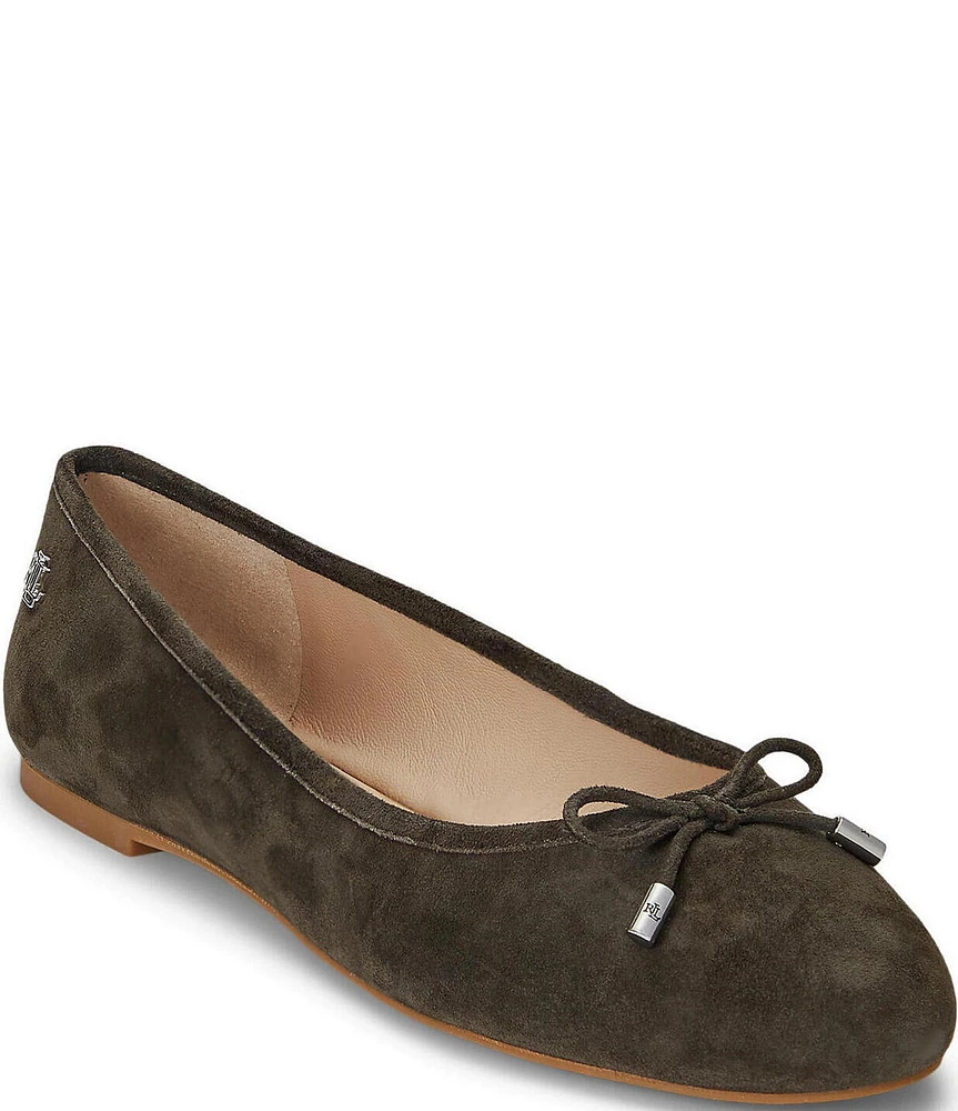 Lauren Ralph Lauren Jayna Bow Detail Suede Ballet Flats