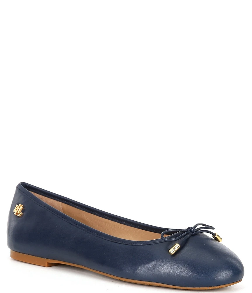 Lauren Ralph Lauren Jayna Bow Detail Leather Ballet Flats