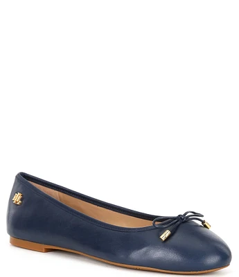 Lauren Ralph Lauren Jayna Bow Detail Leather Ballet Flats