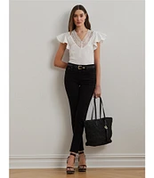 Lauren Ralph Lauren Jersey Knit V-Neck Cap Sleeve Shirt