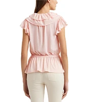 Lauren Ralph Lauren Jersey Ruffle Trim Peplum Top