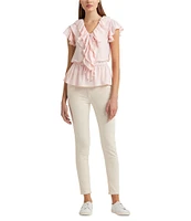 Lauren Ralph Lauren Jersey Ruffle Trim Peplum Top