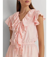 Lauren Ralph Lauren Jersey Ruffle Trim Peplum Top