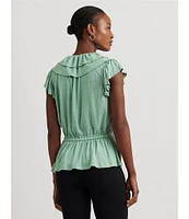 Lauren Ralph Lauren Jersey Ruffle Trim Peplum Top