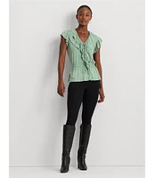 Lauren Ralph Lauren Jersey Ruffle Trim Peplum Top