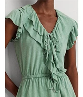 Lauren Ralph Lauren Jersey Ruffle Trim Peplum Top