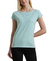 Lauren Ralph Lauren Knit Jersey Boat Neck Short Sleeve Tee